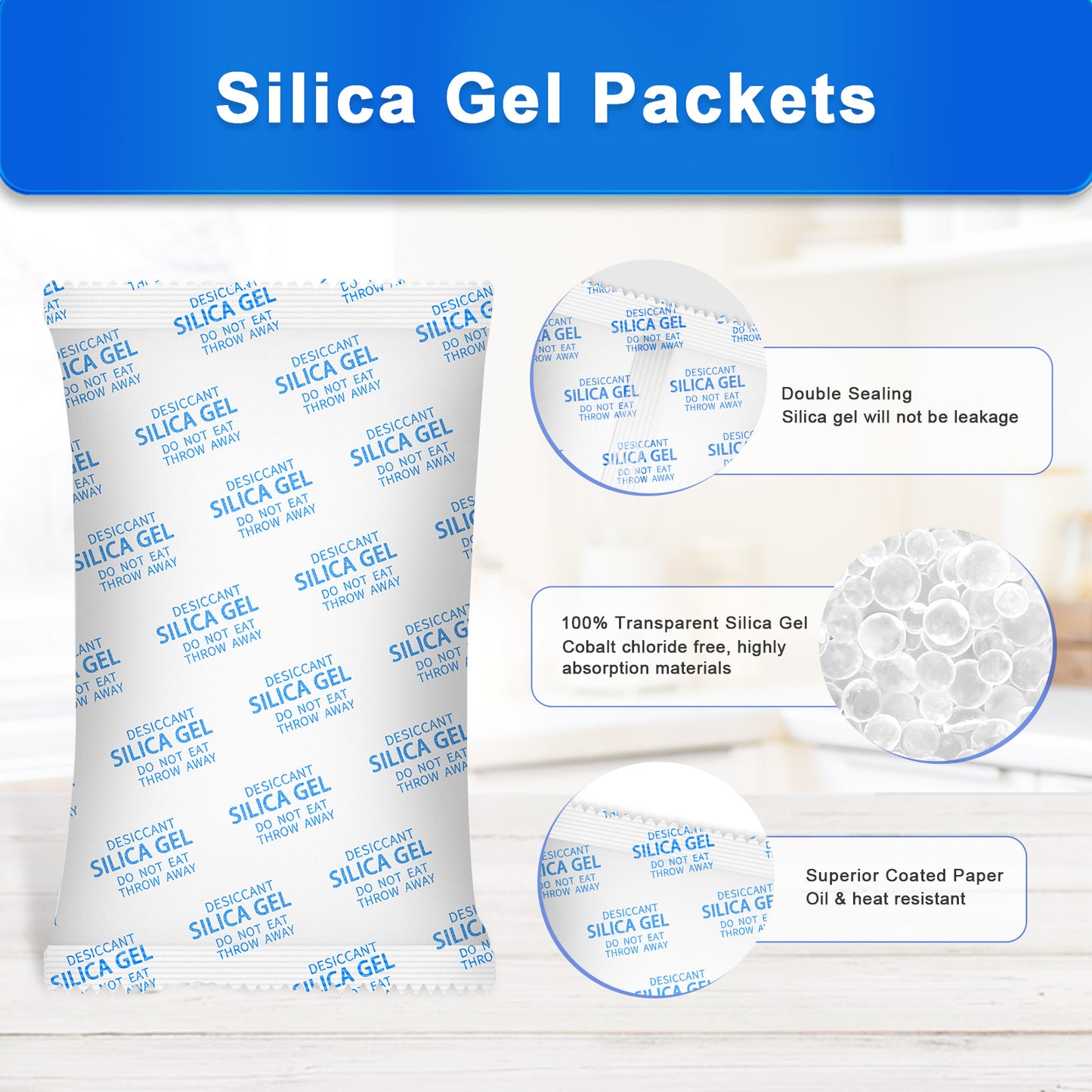 5 Packs 600 Gram Silica Gel Packets, Dehumidifier Packs for Car Desiccant, Large Moisture Absorbers for Car