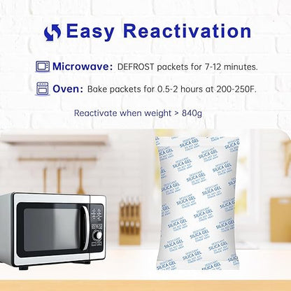 Large Silica Gel Packets, 600 Gram 3 Packs Desiccant Packs Reusable, Dehumidifier Packs for Car Desiccant, Large Moisture Absorbers for Car, Safe, 3D Filaments, Basement Garage