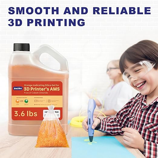 Silica Gel for 3D Printer Filaments, 3.6LBS Desiccant Beads Reusable, Orange Indicating Silica Gel Silica Beads 3-5mm Industry Standard (5PCS Organza Bags Included)