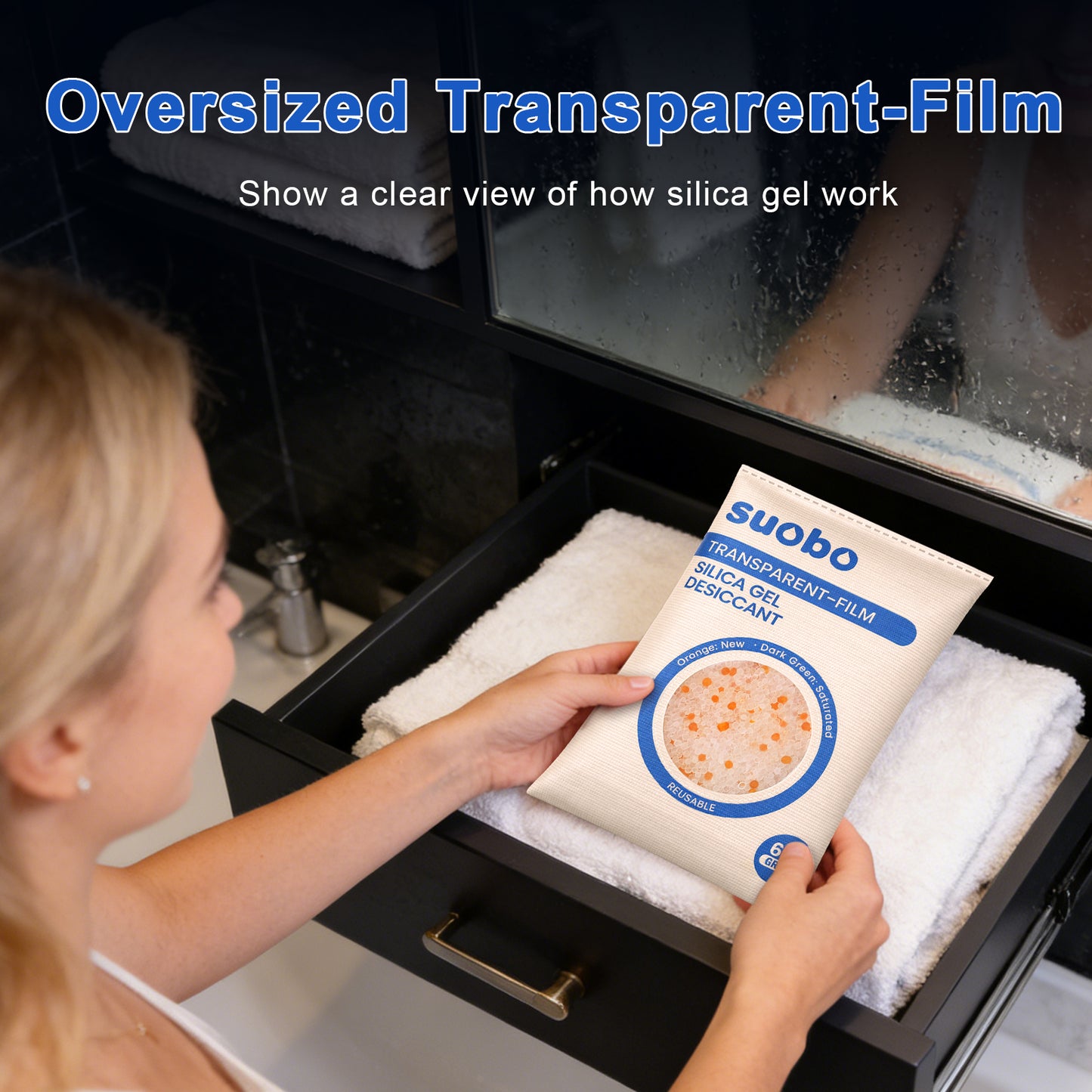 Transparent Film Desiccant Packs for Storage, 5 Packs 600 Gram Large Silica Gel Packets Reusable, Color Indicating Moisture Absorbers, Dehumidifier for Car, Safe, 3D Filaments, Closet